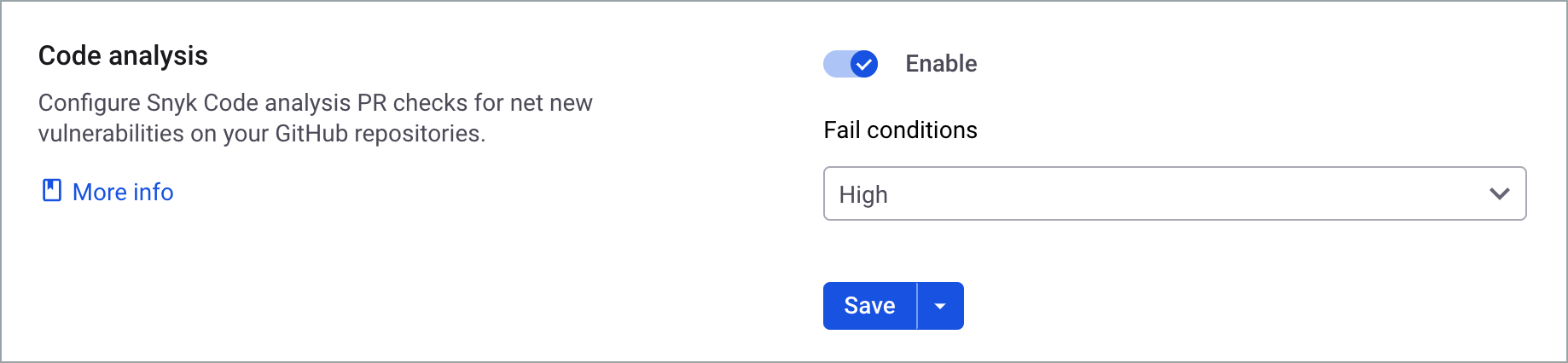 PR check settings to analyze code issues.