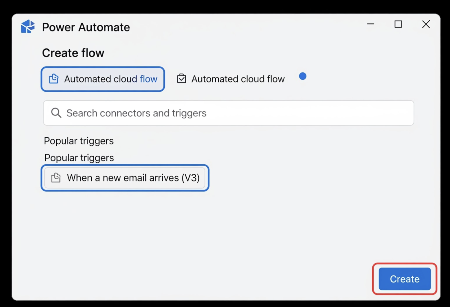 Create automated cloud flow in Power Automate