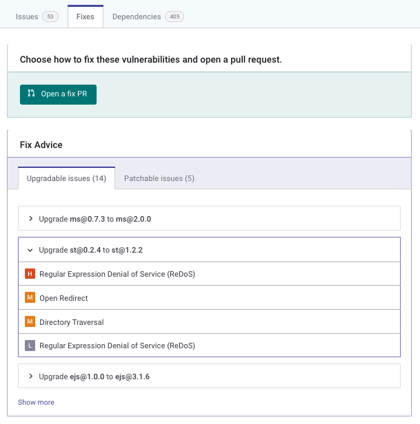 Issue details Fixes tab