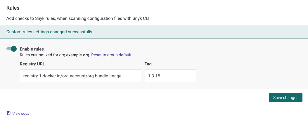 Organization rules configuration updated