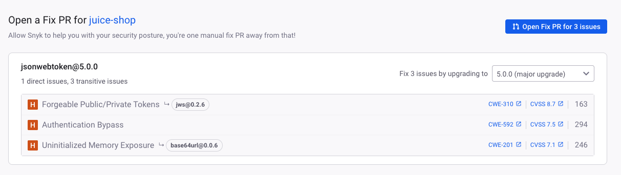 Triggering a Fix PR for an individual issue in the dependencies project