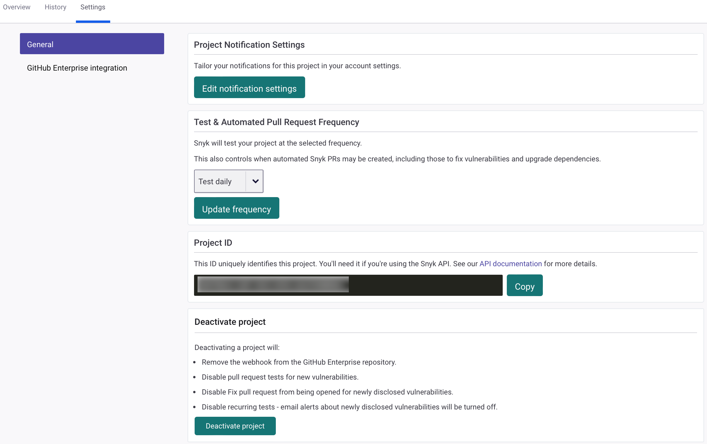 Project settings