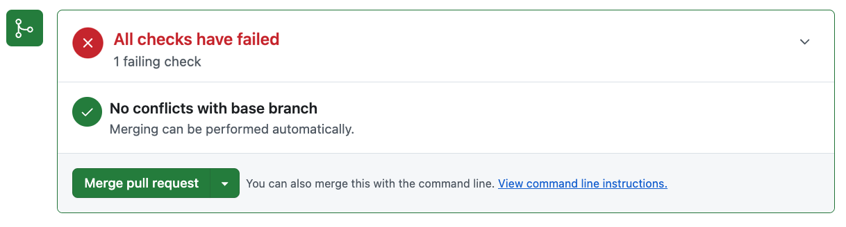 PR Checks card in the Conversations tab, GitHub.