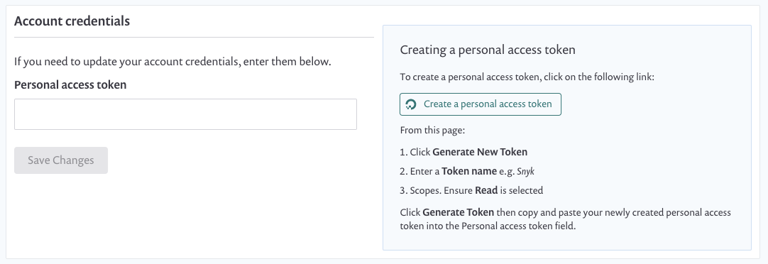 Account credentials for DigitalOcean