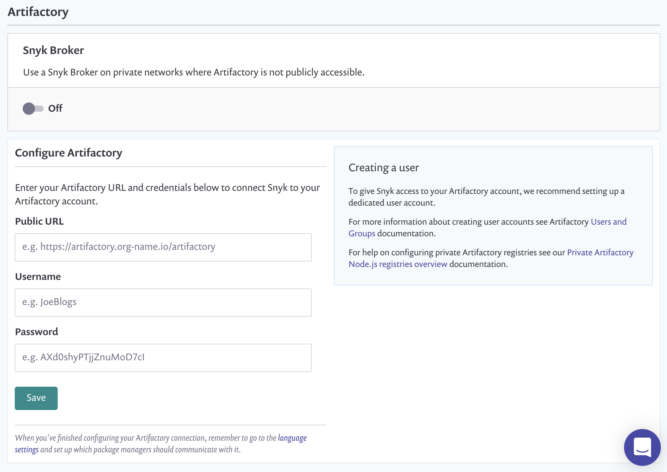 Artifactory repository setup