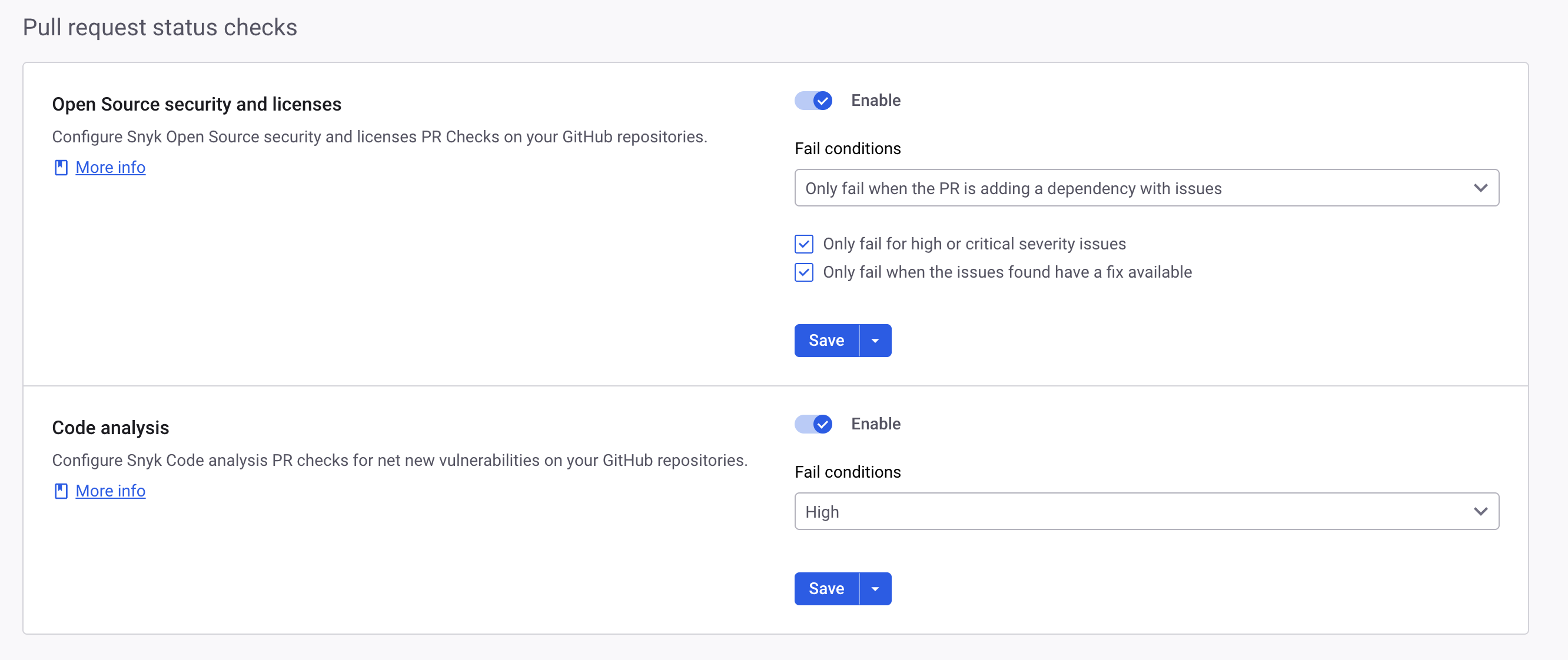 PR check settings tracked in the PR_CHECK_INTEGRATION_ADOPTION table