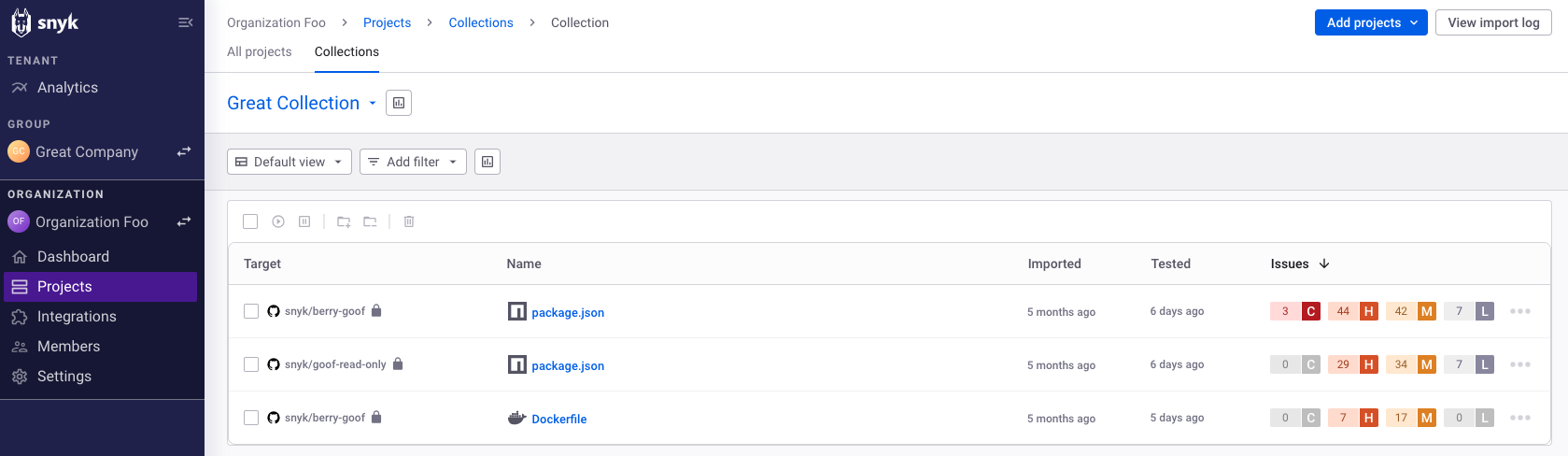 View your Projects in the previously created collection