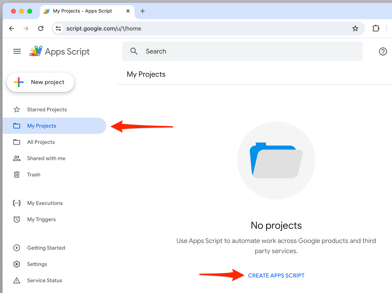 Create Apps Script in Google Script