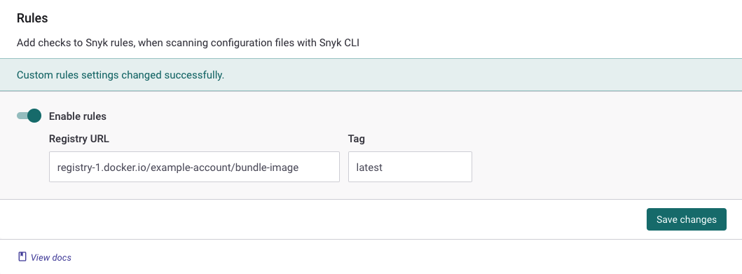 Registry URL and tag configured
