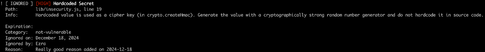 Ignores in Snyk CLI