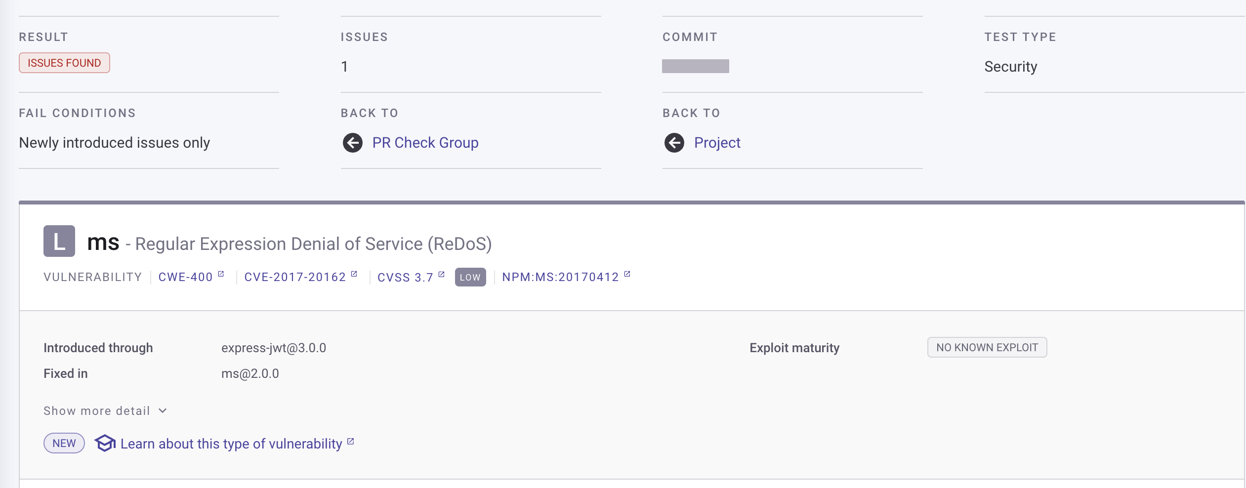 Overview of PR Checks result.