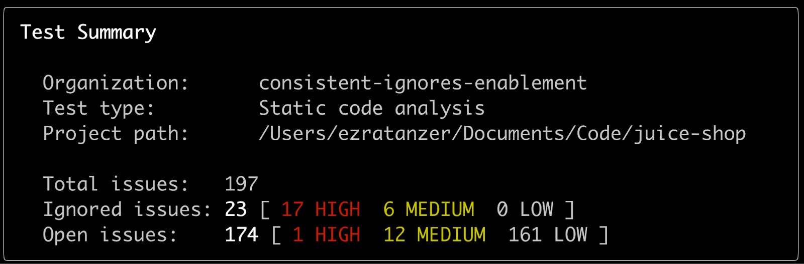 Snyk CLI default ignore behavior