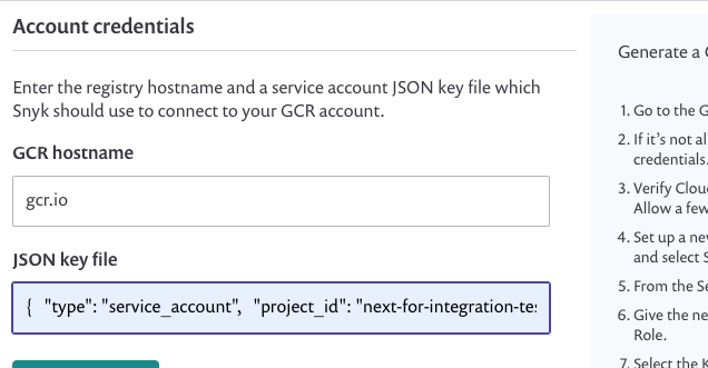 GCR account credentials