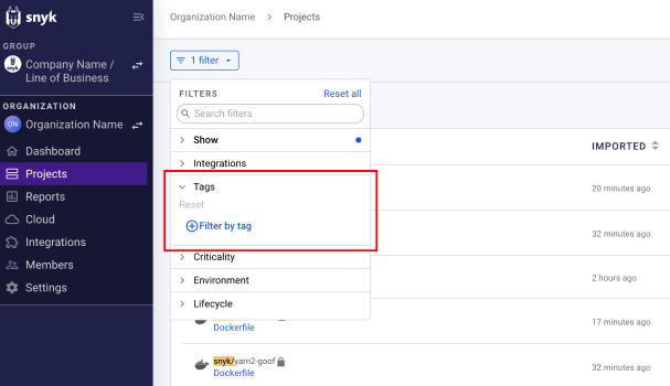 Filter by tag option