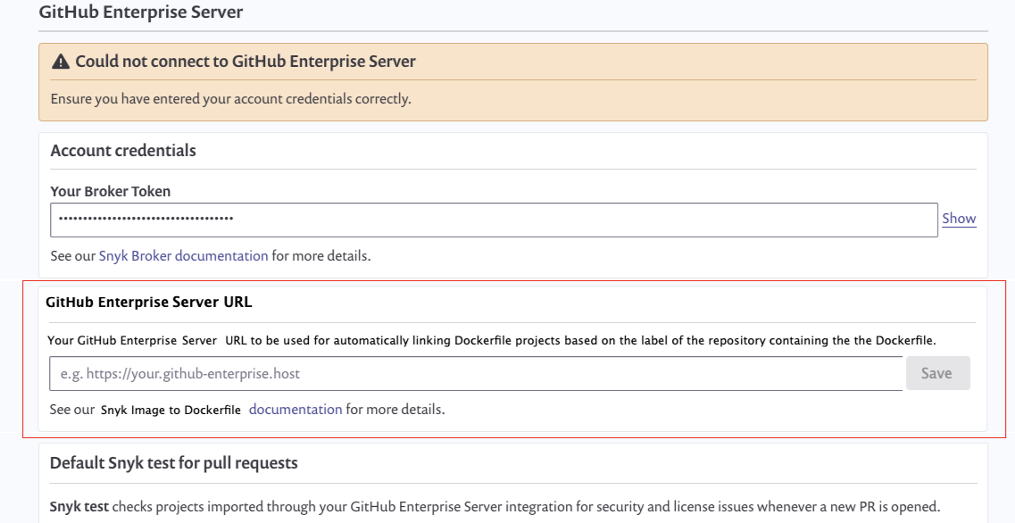 Integration page settings with integration URL