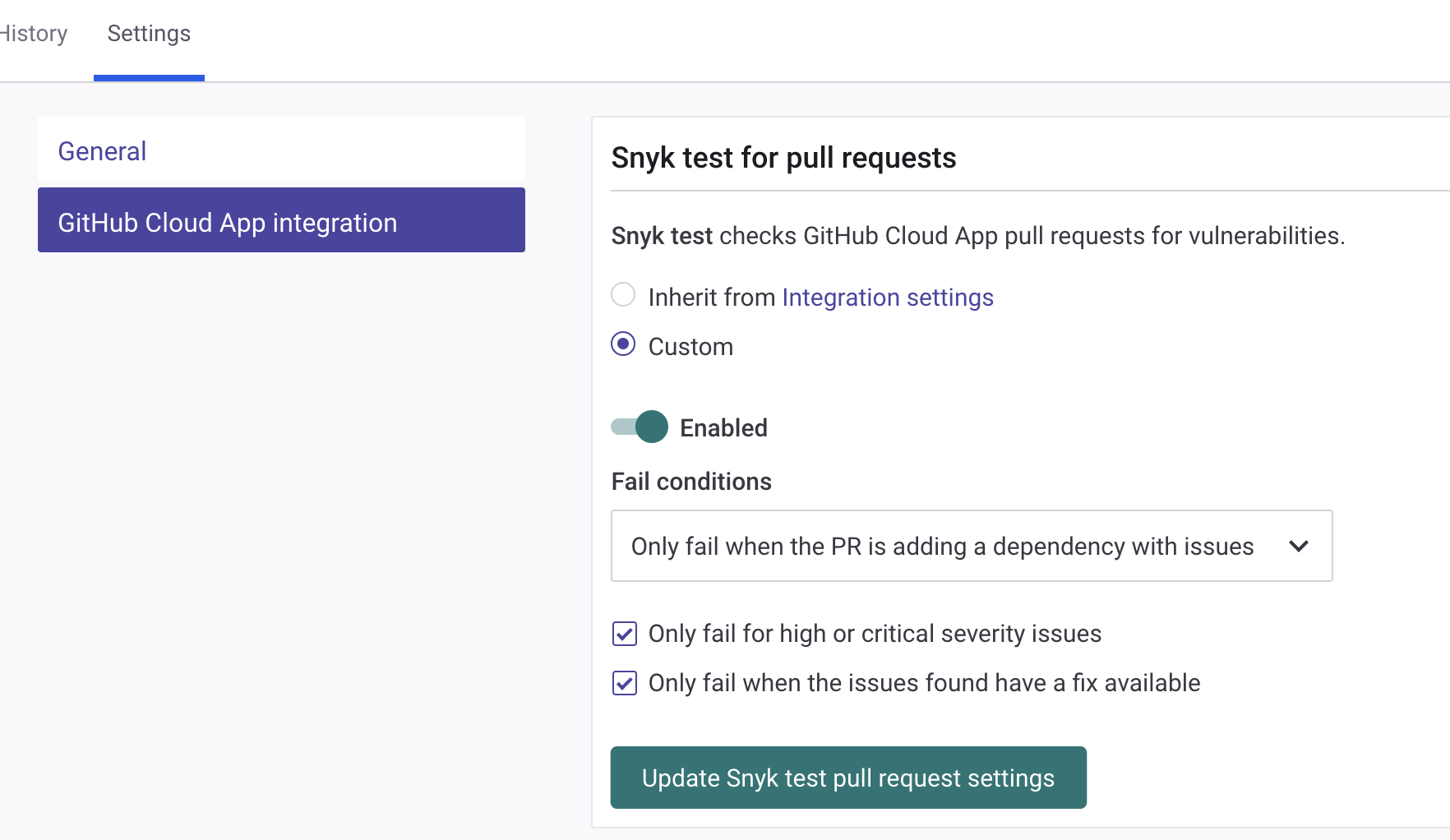 PR check settings tracked in the PR_CHECK_PROJECT_ADOPTION table