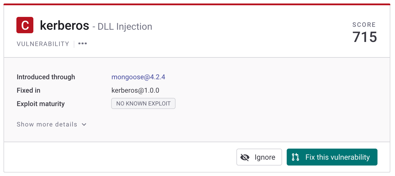 Issue card; severity levels in sidebar