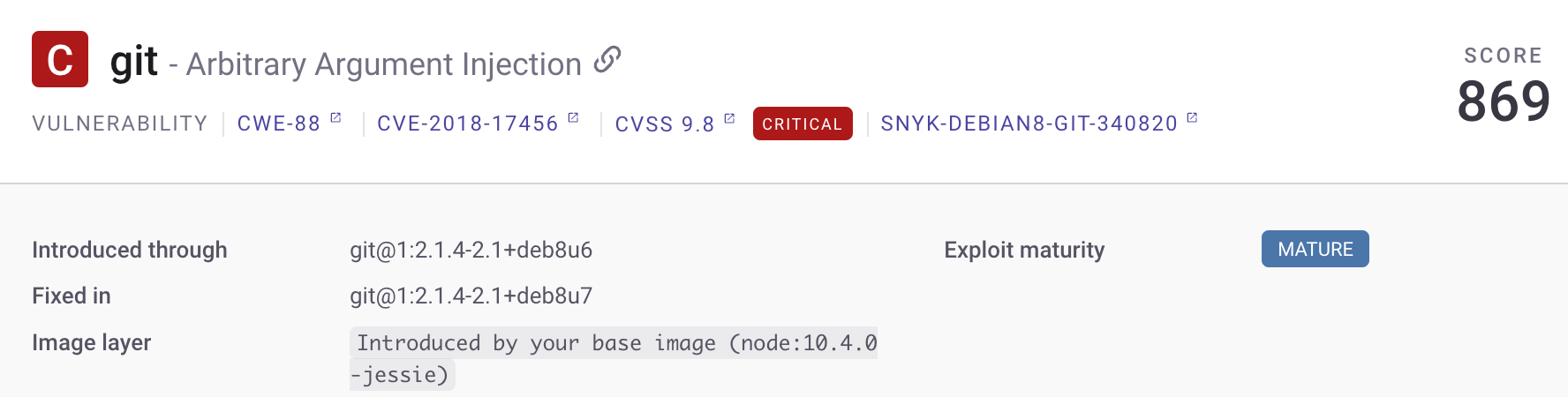 Image layer information for a Docker image